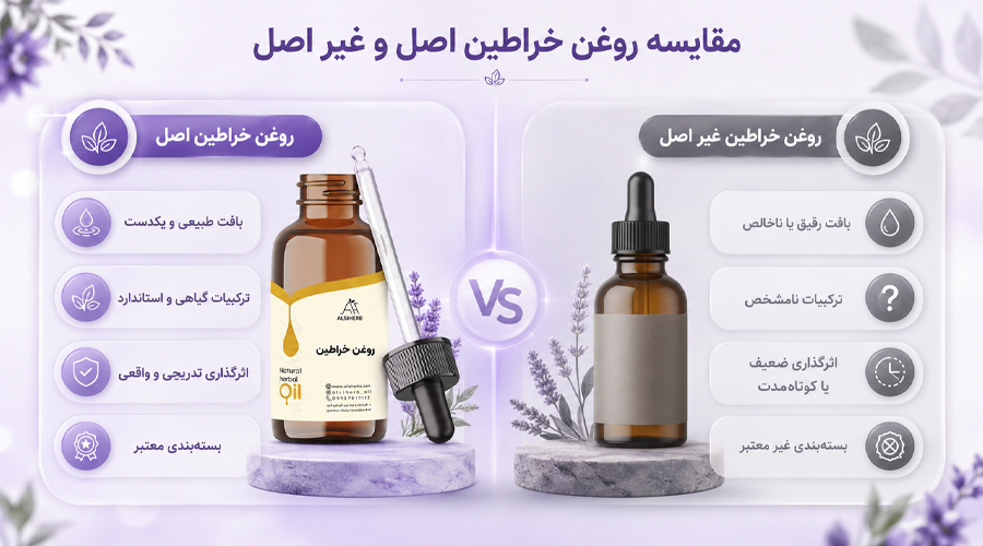 مقایسه روغن خراطین اصل و غیر اصل