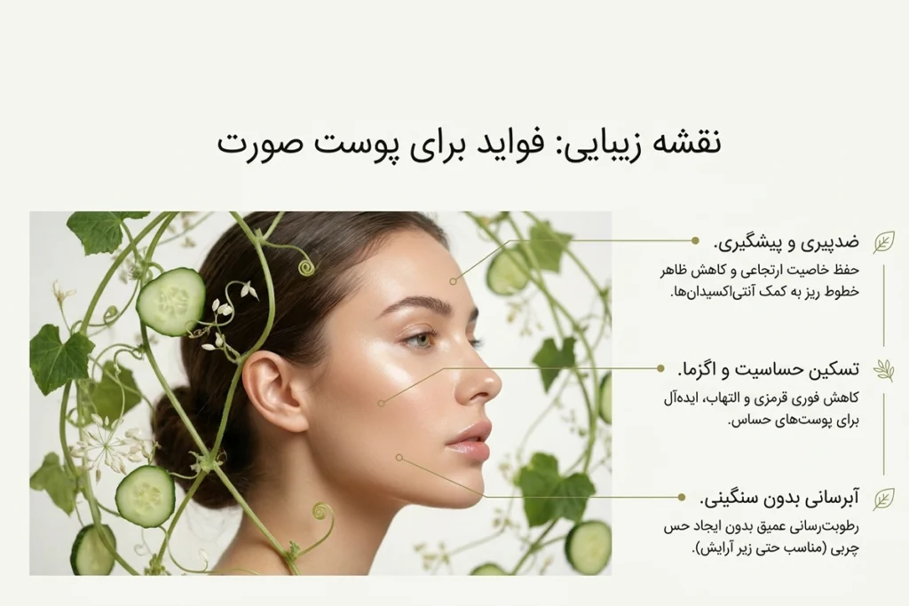 فواید کامل روغن بذر خیار برای پوست صورت از آبرسانی تا جوان سازی