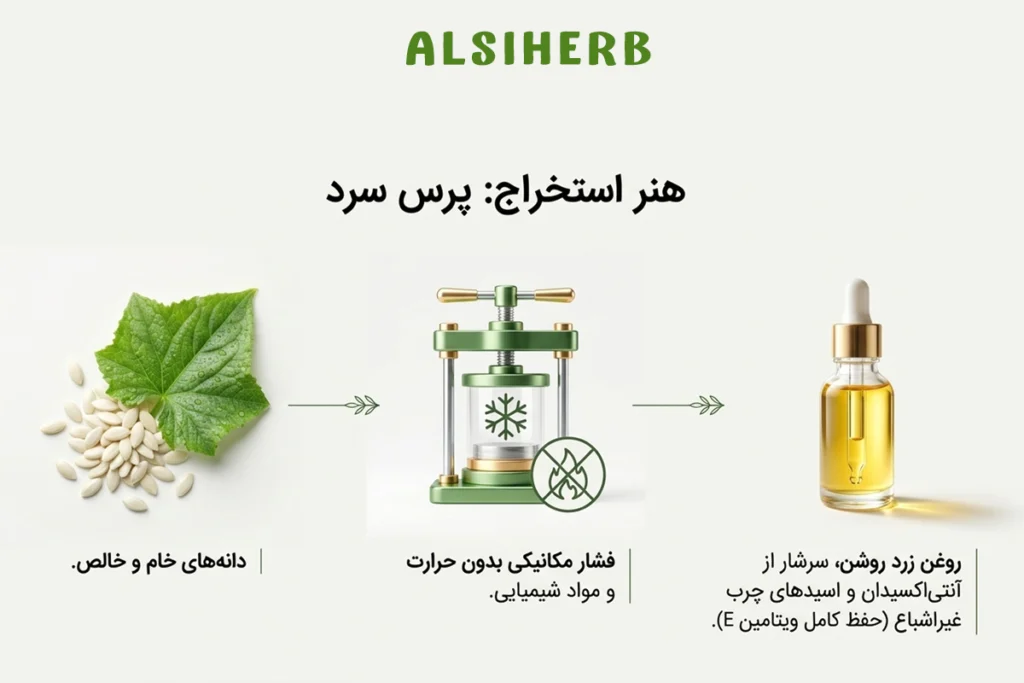 نحوه استخراج و روغن گیری بذر خیار در مجموعه آلسی هرب