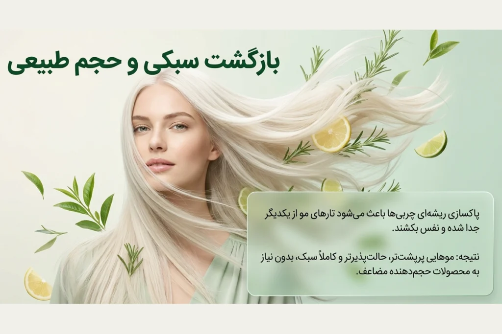شامپو کنترل‌کننده سبوم آلسی هرب برای پاکسازی ریشه مو و تمیزی و سبکی طولانی‌تر مو