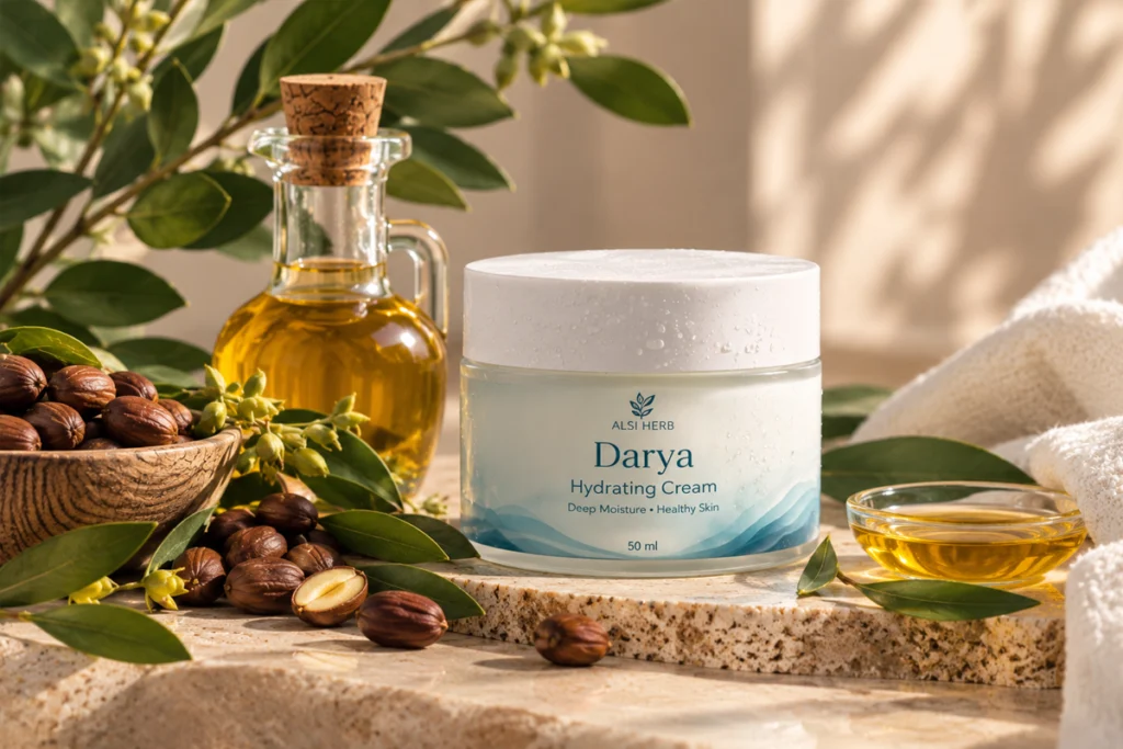 روغن جوجوبا کرم آبرسان دریا آلسی هرب برای ترمیم سد پوستی