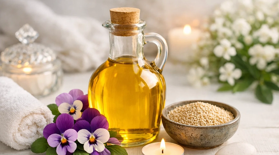 روغن بنفشه کنجد برای درمان خشکی پوست