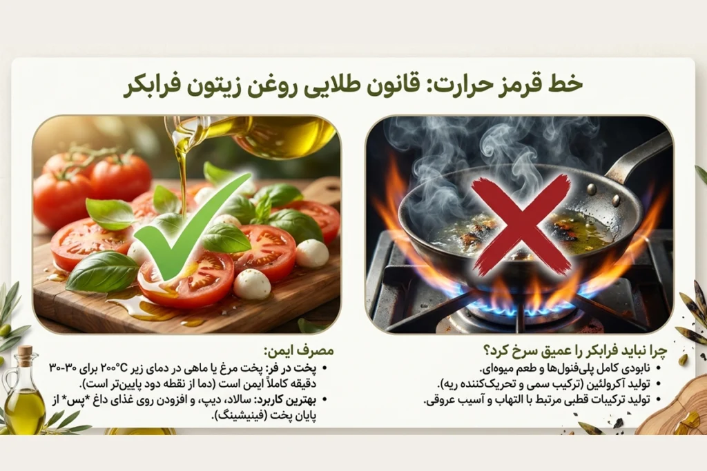 روغن زیتون فرابکر و تصفیه شده نکات مهم برای آشپزی با آن