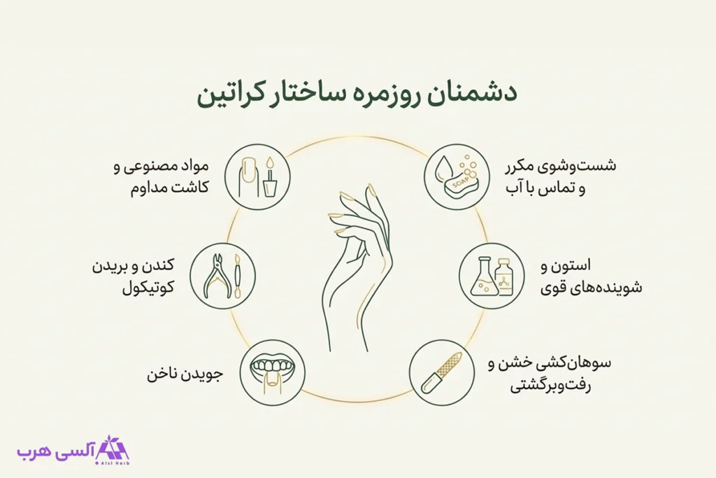 خواص روغن دم اسب برای ناخن؛ راهنمای کامل مراقبت از ناخنهای شکننده • مهر ۱۷ام, ۱۴۰۵ بررسی اقداماتی که به ناخن و کوتیکول آسیب می زند؛ از جمله استفاده مکرر از استون و شست وشوی مکرر با آب و راه حلی به نام روغن دم اسب برای مراقبت از آن