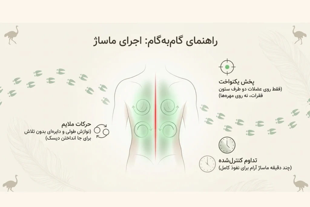 ماساژ آرام‌بخش کمر با روغن شترمرغ
