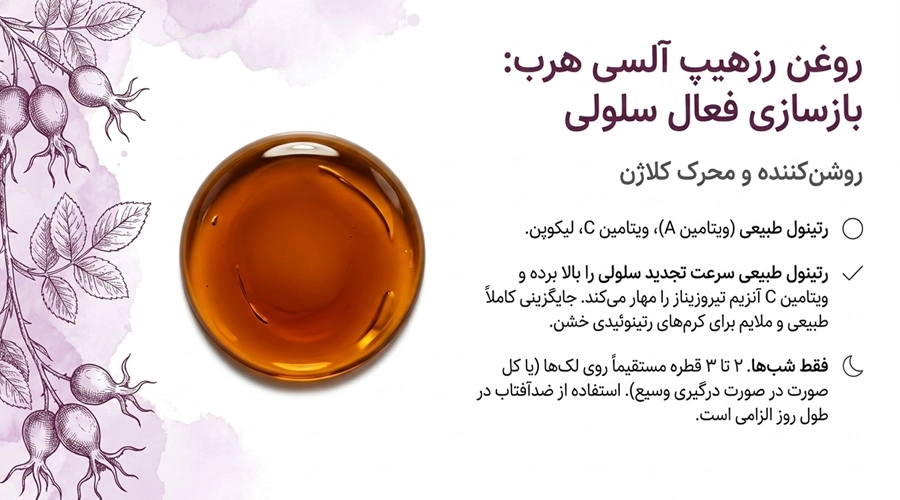 روغن رزهیپ حاوی رتینول طبیعی برای لک صورت