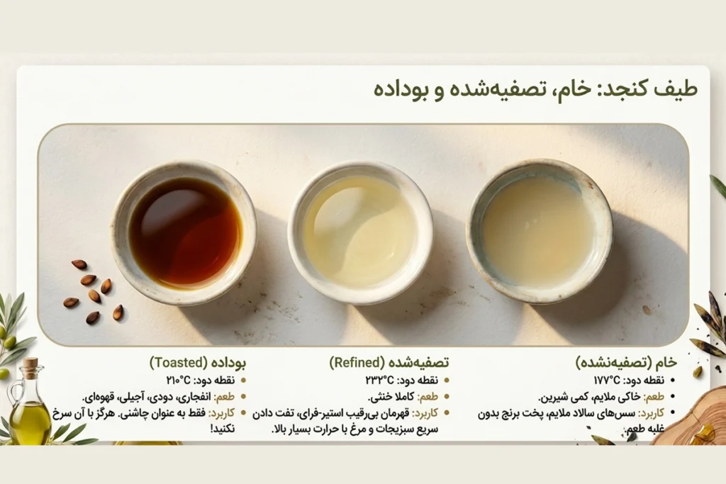 مقایسه انواع روغن کنجد برای آشپزی