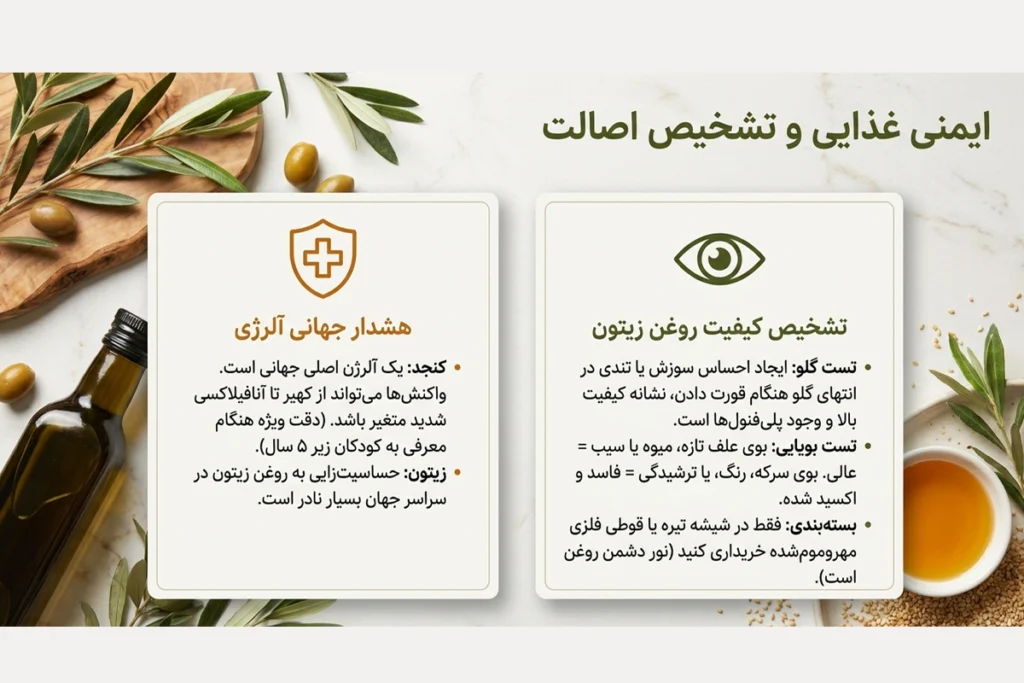 مقایسه ایمنی روغن کنجد و روغن زیتون مثل آلرژی زا بودن روغن کنجد