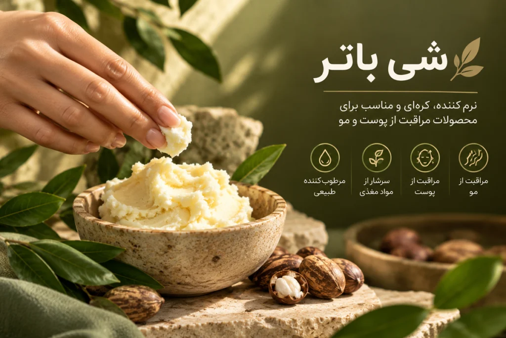 ترکیبات شی باتر و خواص آن برای پوست ومو