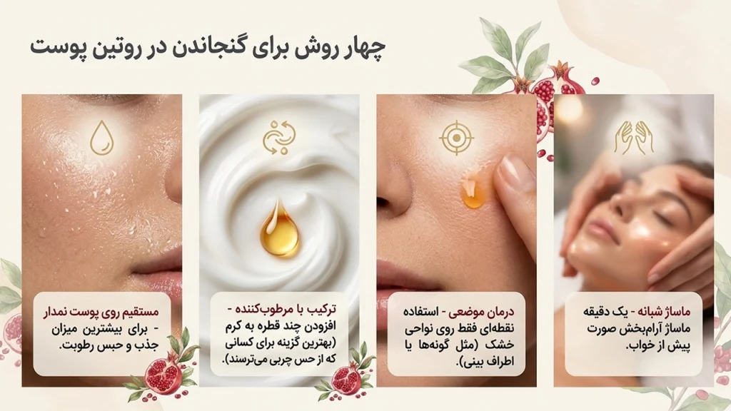 ترکیب روغن هسته انار با مرطوب‌کننده