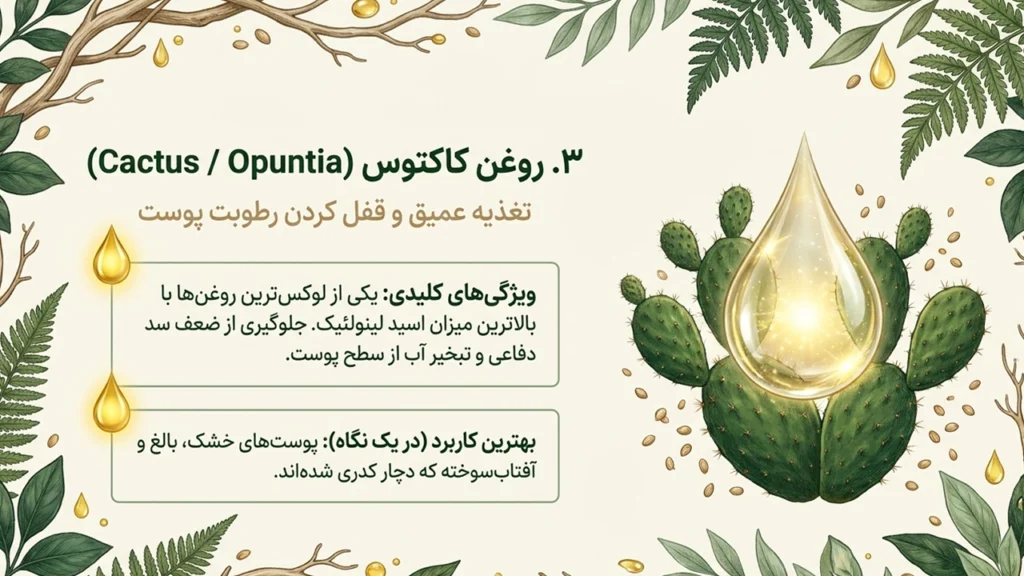 روغن کاکتوس برای کک و مک پوست خشک و رطوبت رسانی به آن