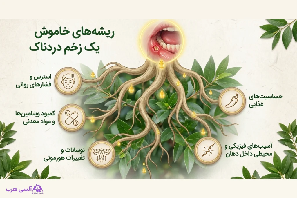روغن مورد برای آفت دهان: روشی سنتی با پشتوانه علمی که بسیاری از آن نتیجه گرفتهاند • آبان ۳ام, ۱۴۰۵ علائم رایج آفت دهان و نشانههای آن