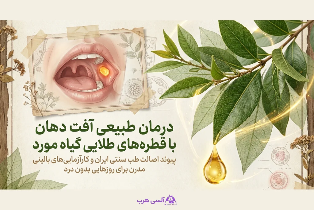 روغن مورد برای آفت دهان: روشی سنتی با پشتوانه علمی که بسیاری از آن نتیجه گرفتهاند • آبان ۳ام, ۱۴۰۵ بررسی کاربرد روغن مورد در مراقبت از آفت دهان