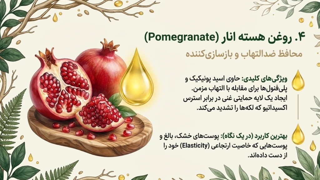 روغن هسته انار برای لک و کک و مک و پیری پوست